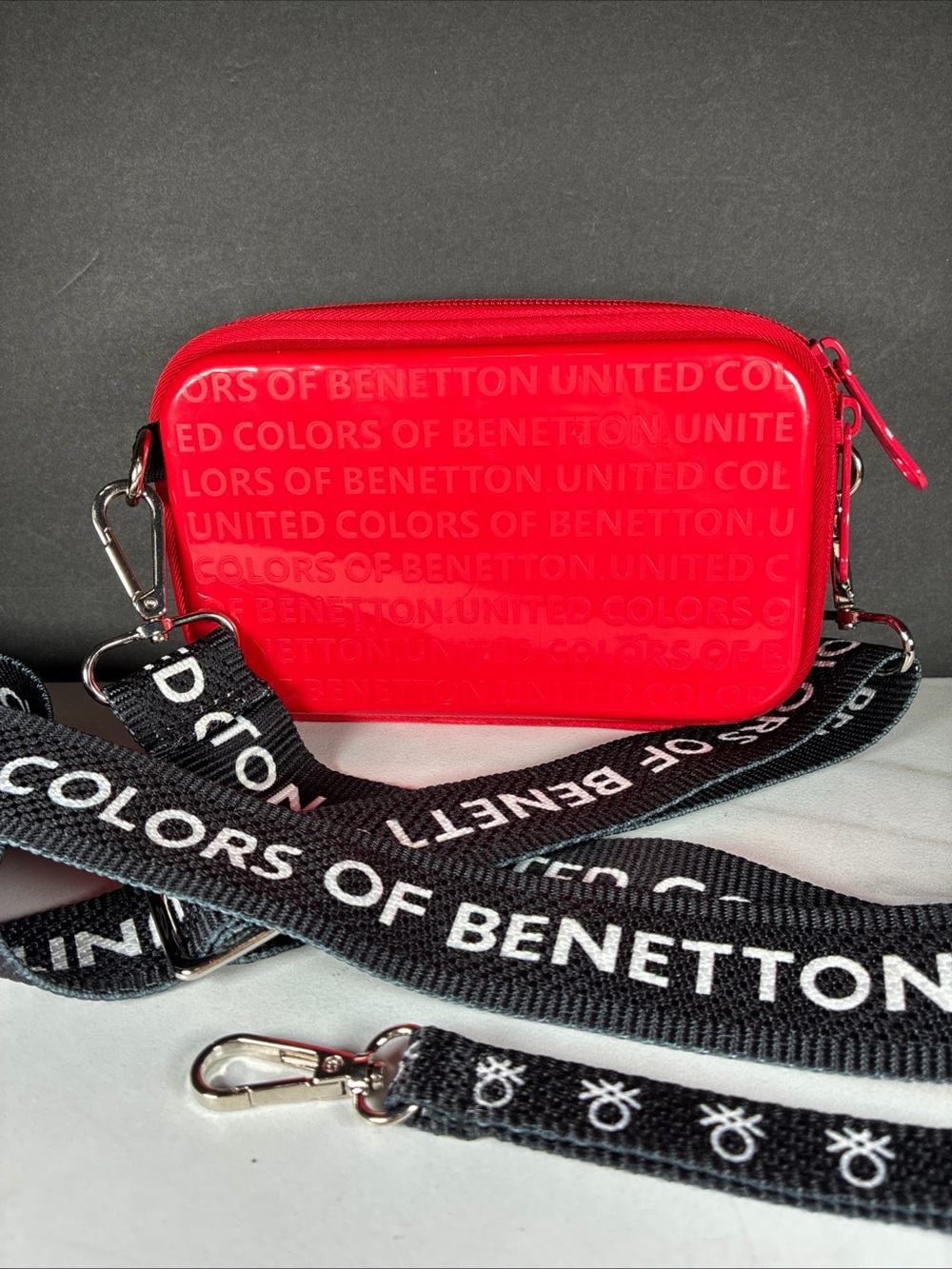 United Colors Of Benetton Bright Red Logo Crossbody Bag